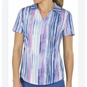 Jofit Golf Top Women Size Small Short Sleeve Collared Athletic Polo Shirt Blue
